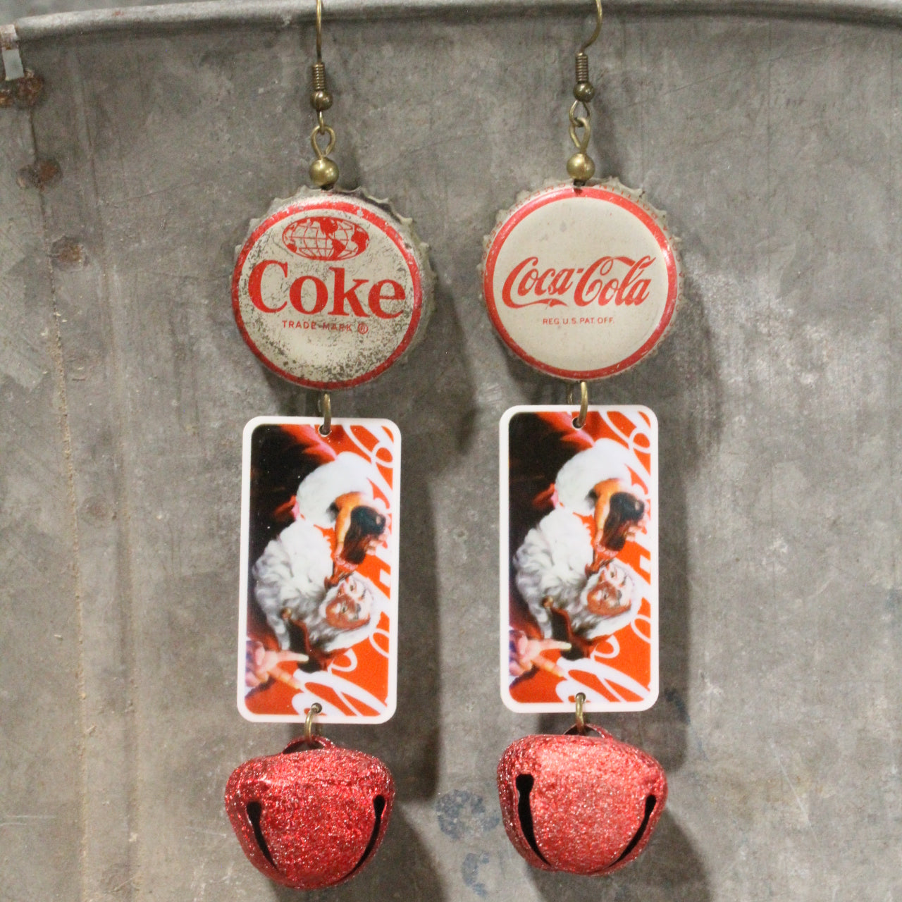Holidays Coca Cola Style Dangle Earrings