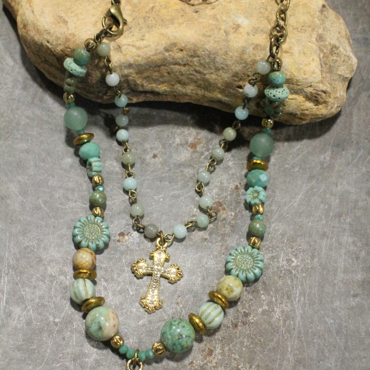 He Lives Cross Layered Necklace