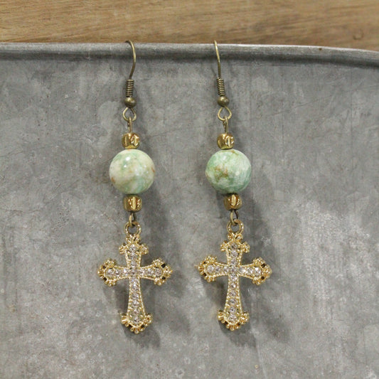 He Lives Cross Dangle Earrings