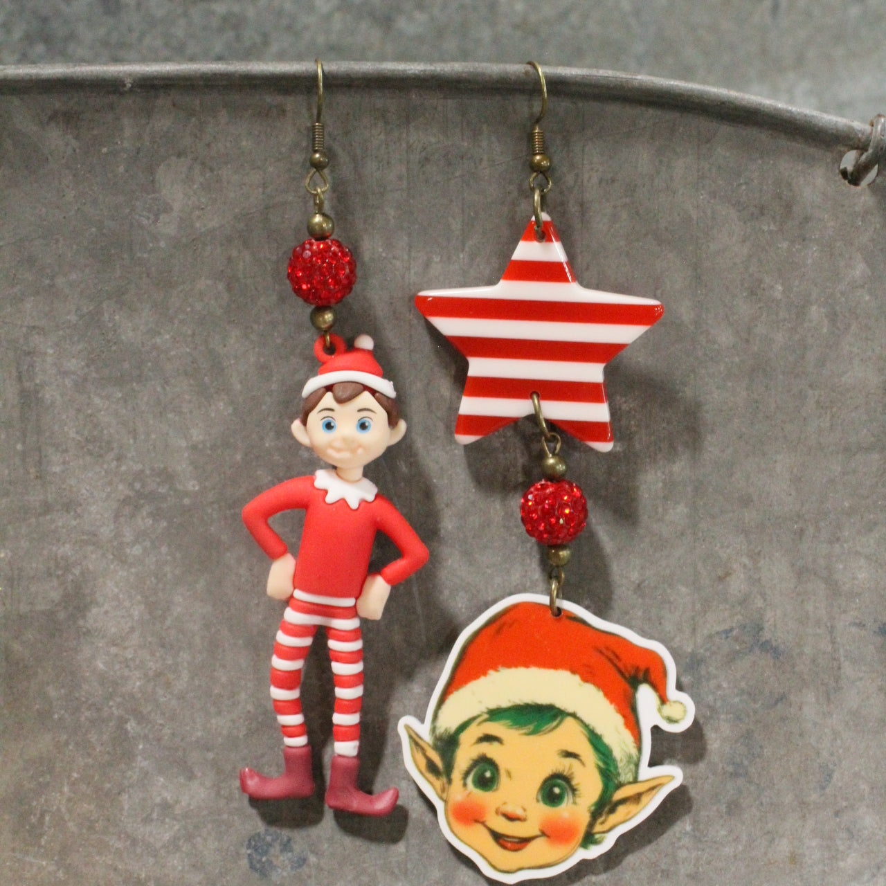Elf On The Shelf Dangle Earrings