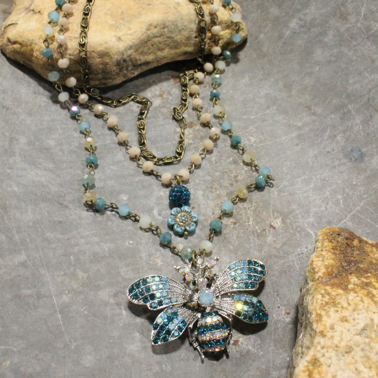 Buzzing Along Teel Layered Necklace