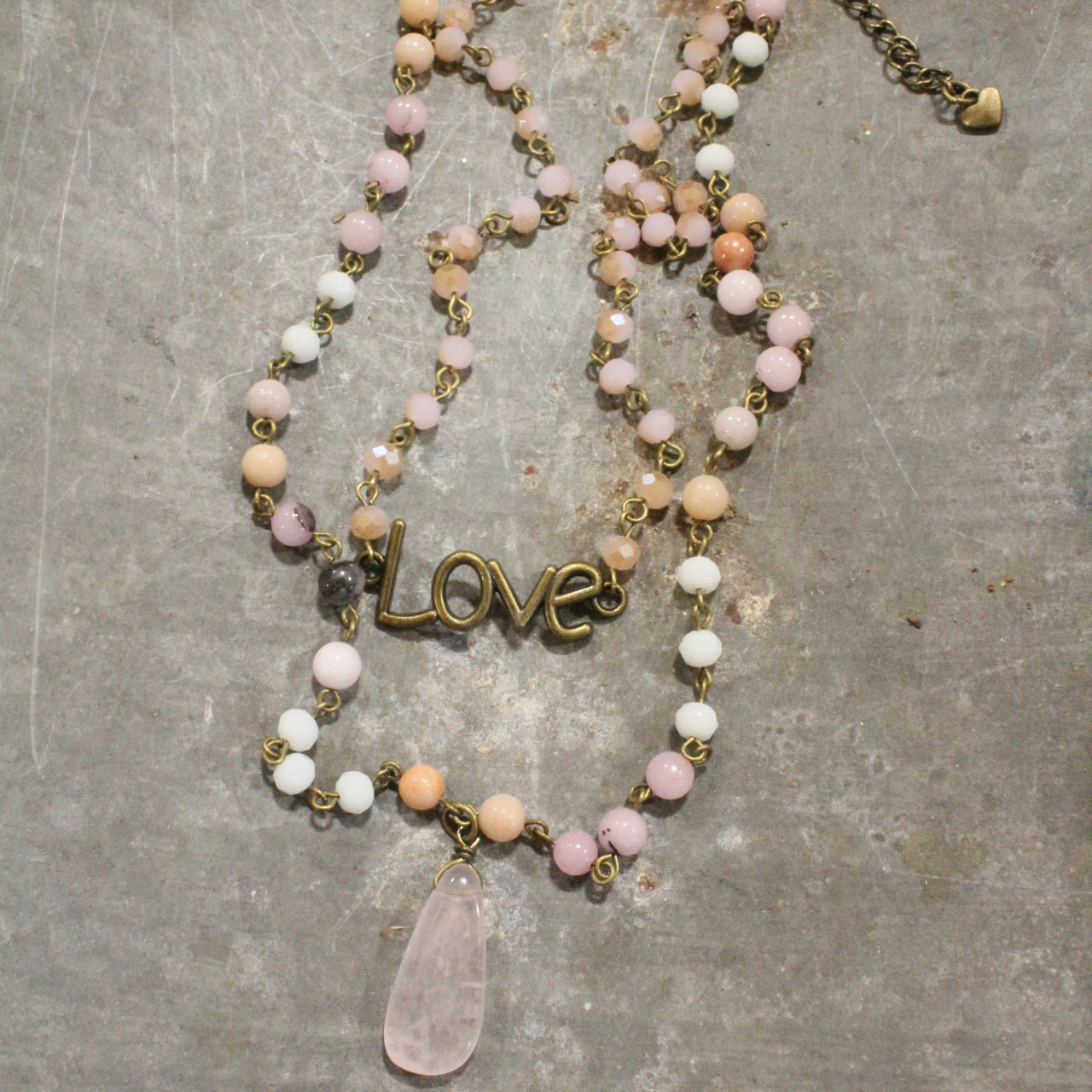 Bohemian Layered Blush Stone & Crystal Necklace