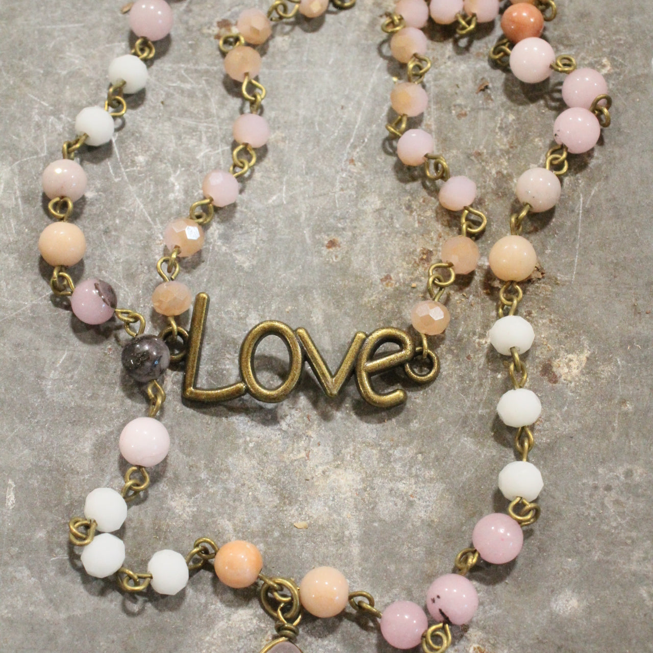 Bohemian Layered Blush Stone & Crystal Necklace