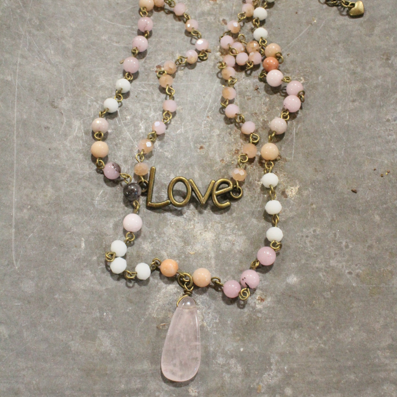 Bohemian Layered Blush Stone & Crystal Necklace