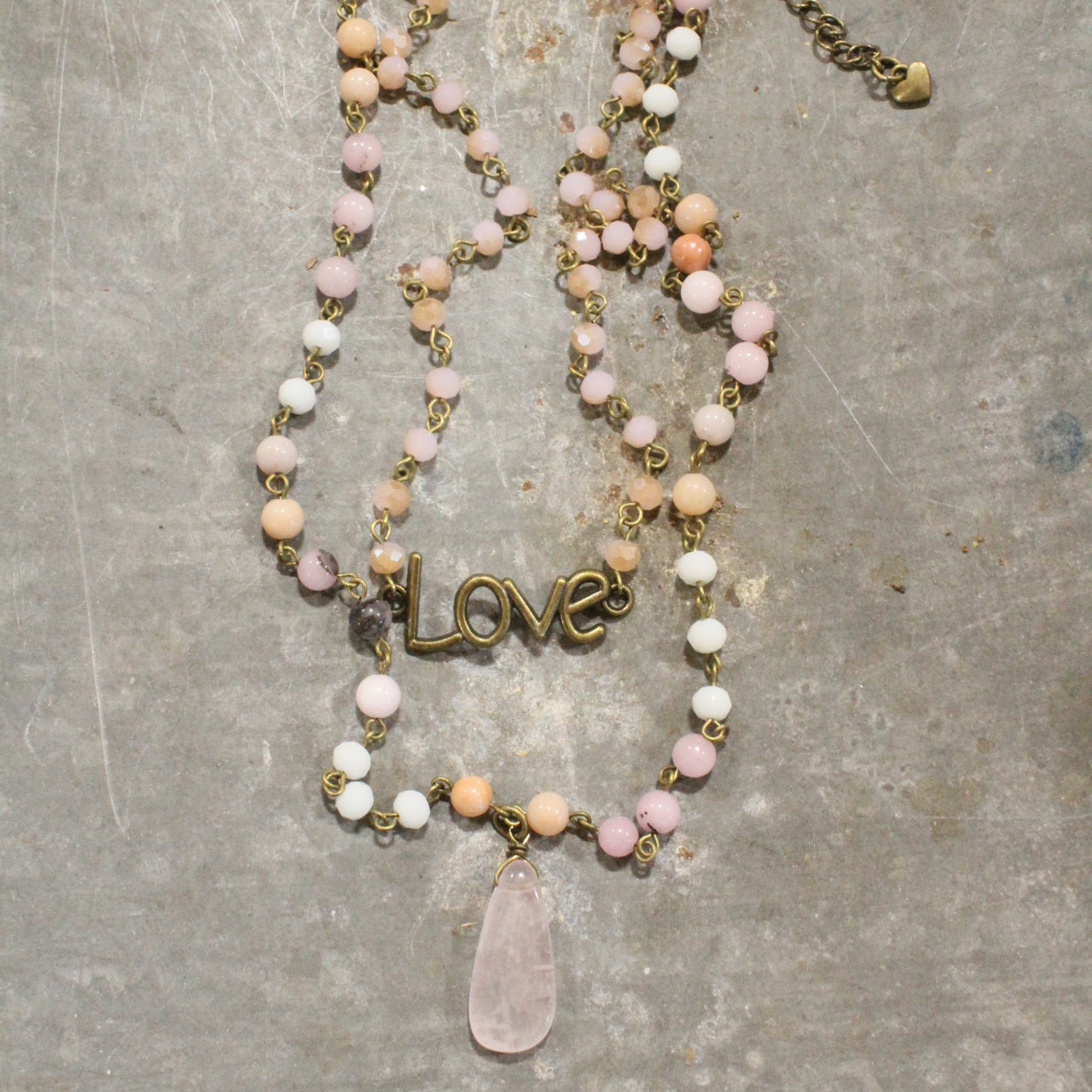 Bohemian Layered Blush Stone & Crystal Necklace