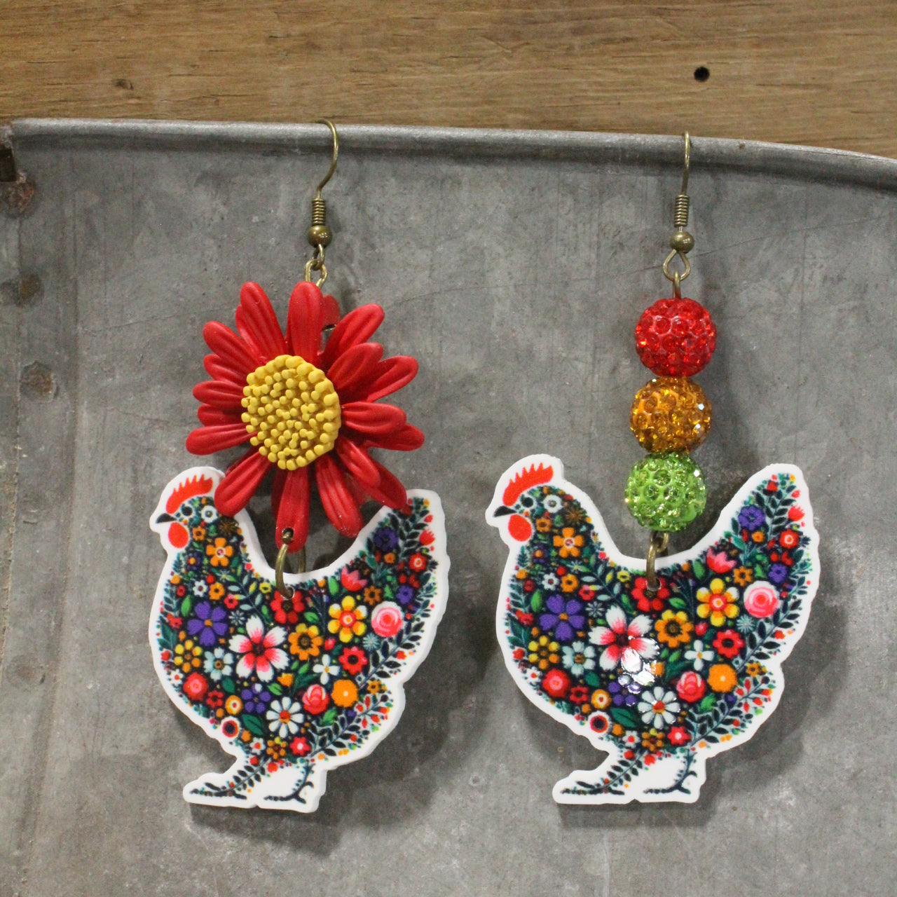Early Morning Sunrise Rooster Dangle Earrings