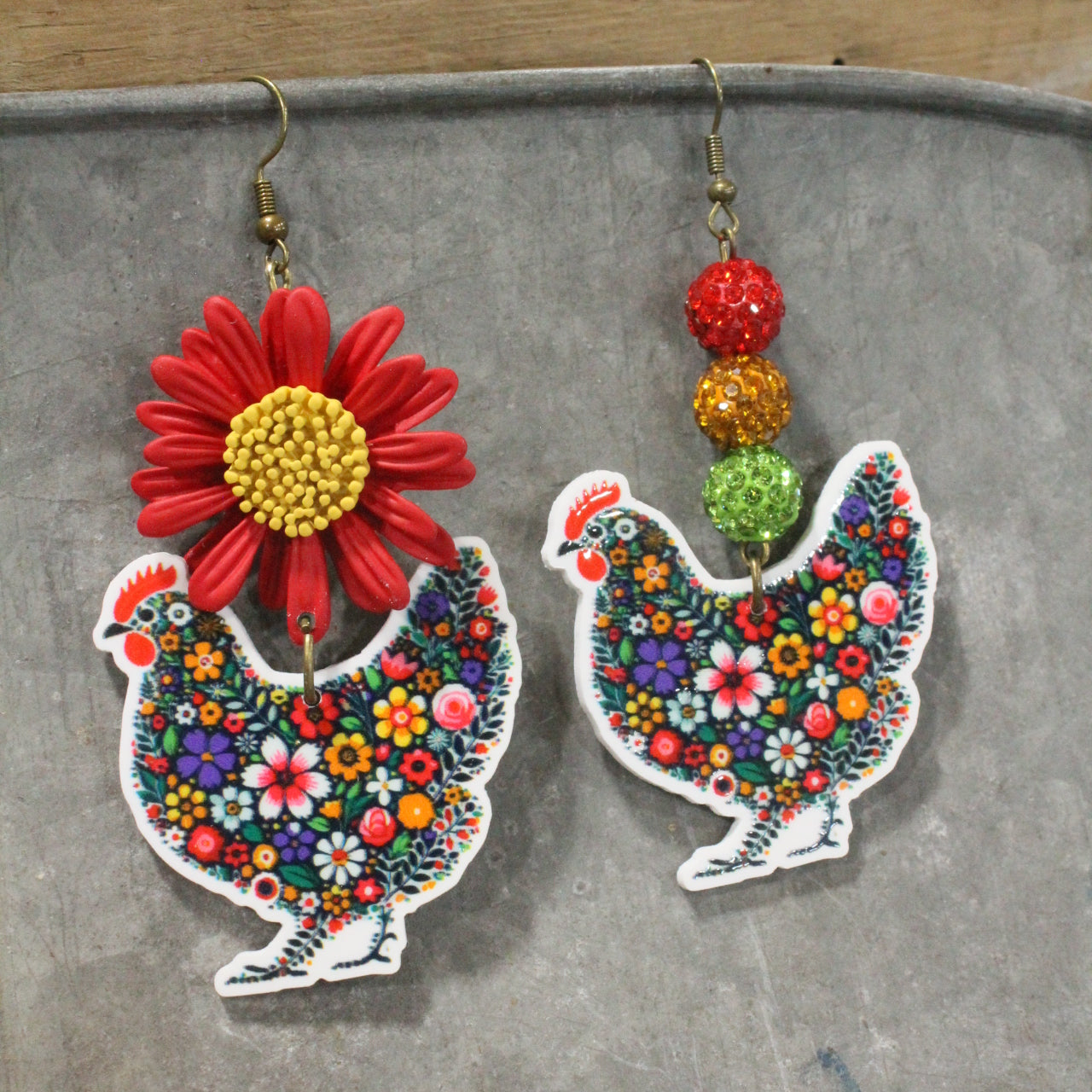 Early Morning Sunrise Rooster Dangle Earrings