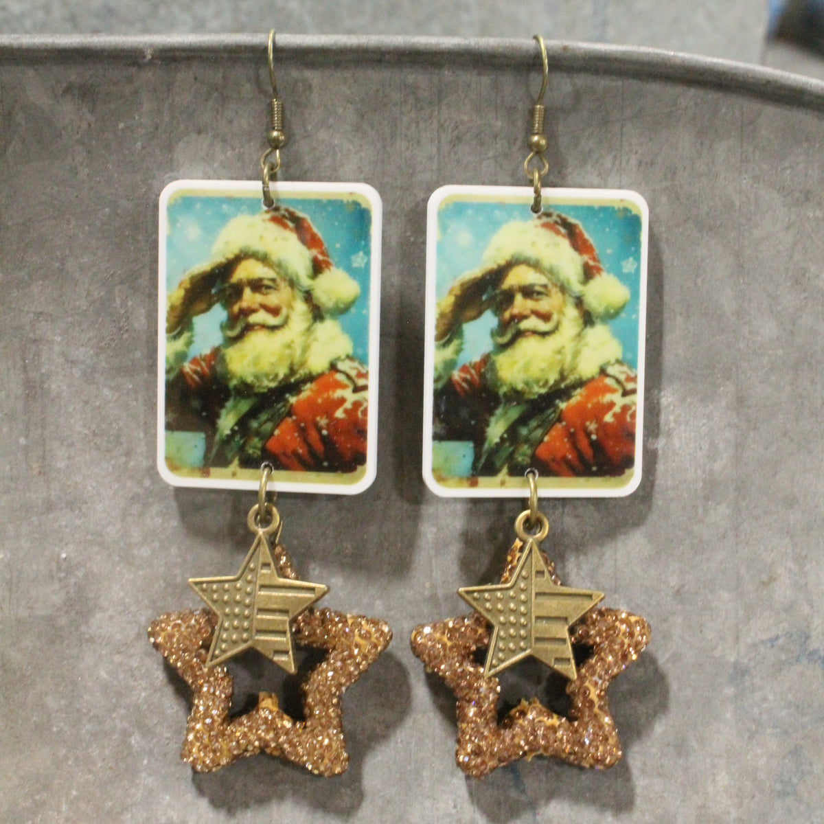 Patriotic Santa Salutes You Dangle Earrings