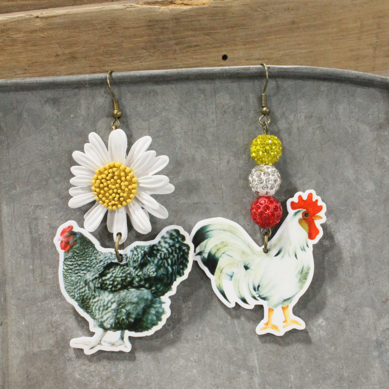 Early Morning Sunrise Chicken Partner Dangle Earrings