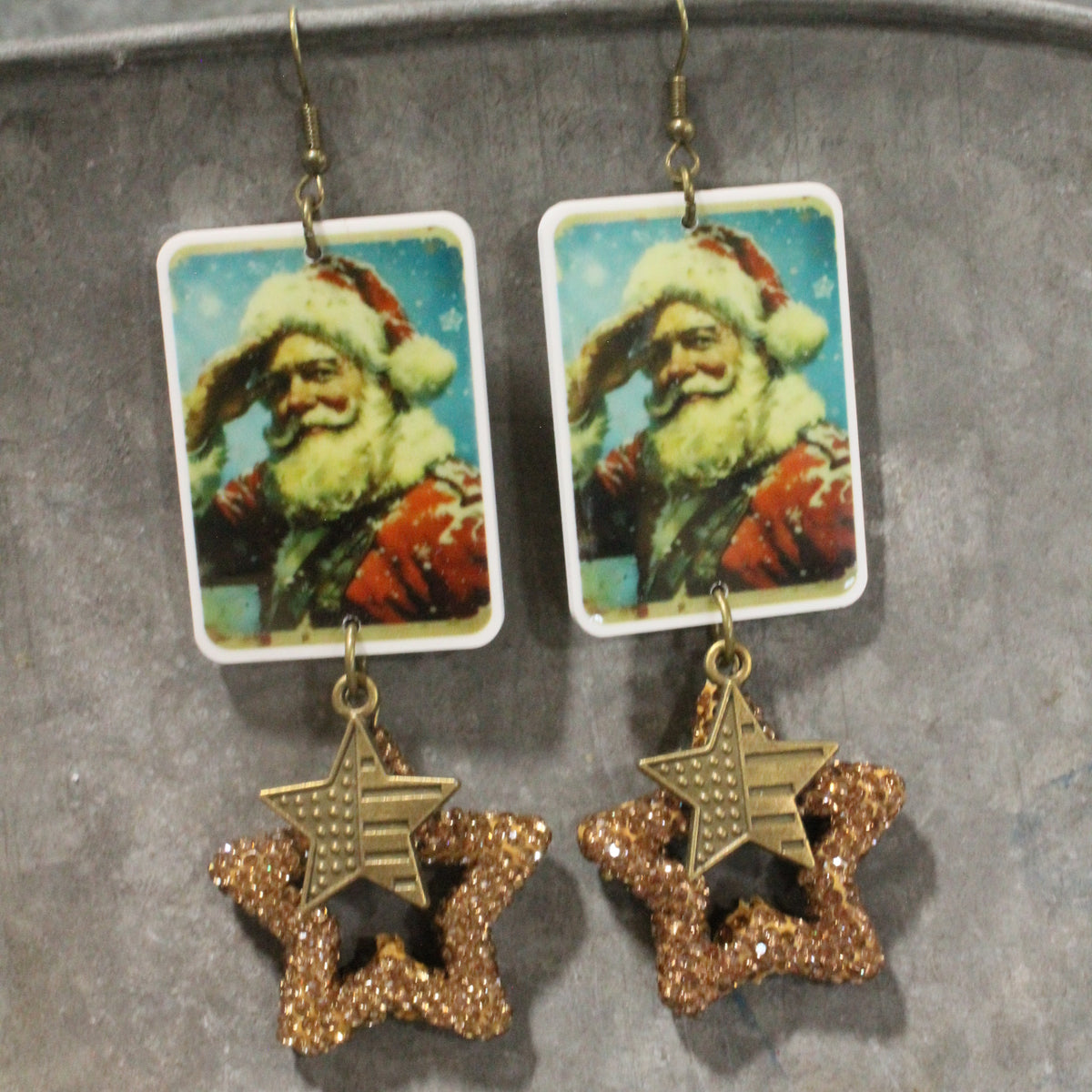 Patriotic Santa Salutes You Dangle Earrings