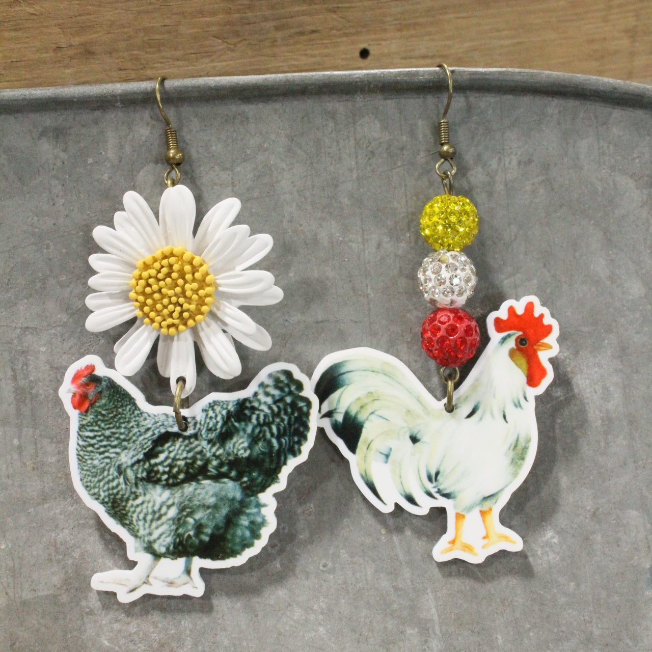 Early Morning Sunrise Chicken Partner Dangle Earrings