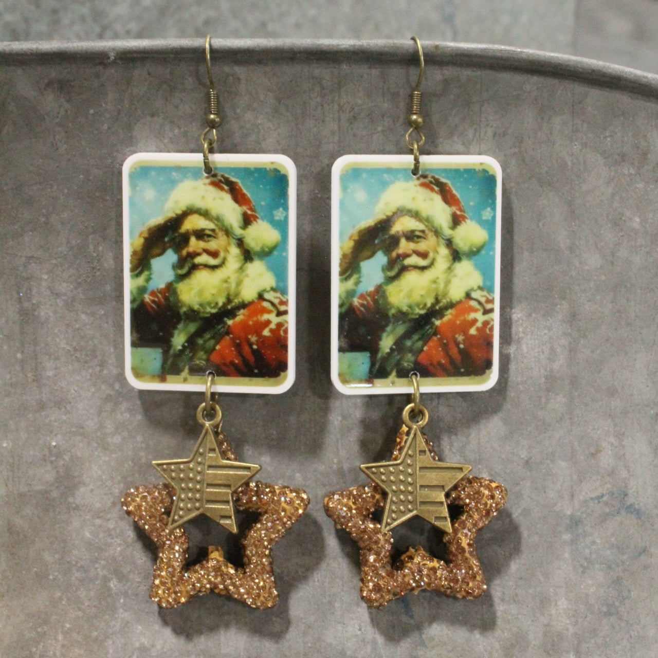 Patriotic Santa Salutes You Dangle Earrings