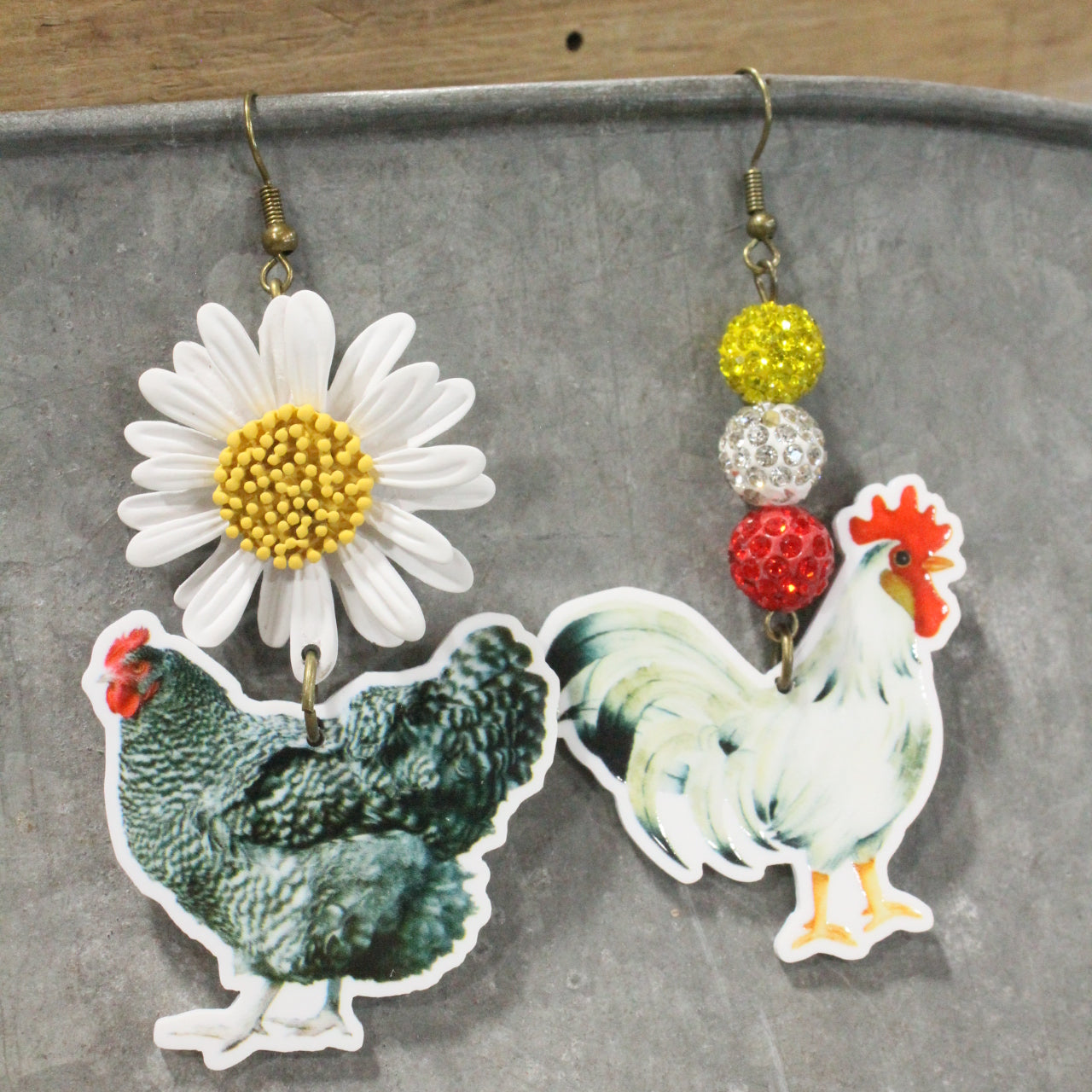 Early Morning Sunrise Chicken Partner Dangle Earrings