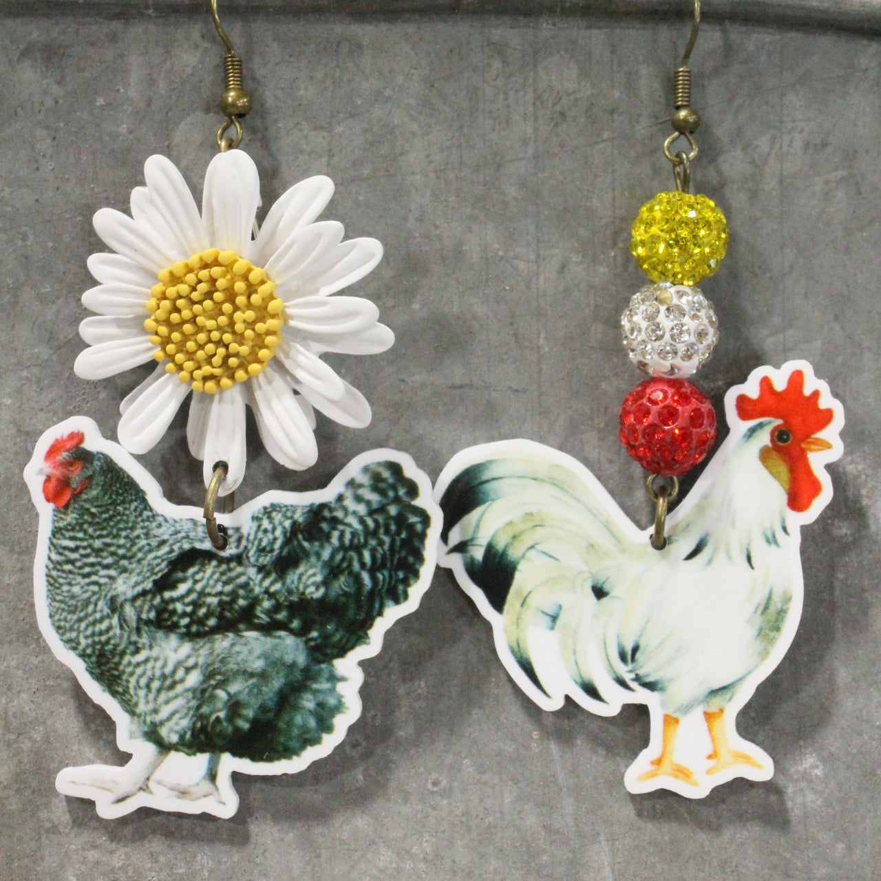 Early Morning Sunrise Chicken Partner Dangle Earrings