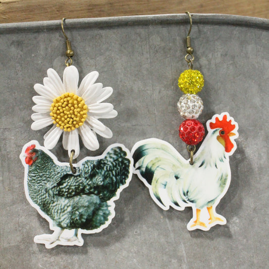 Early Morning Sunrise Chicken Partner Dangle Earrings
