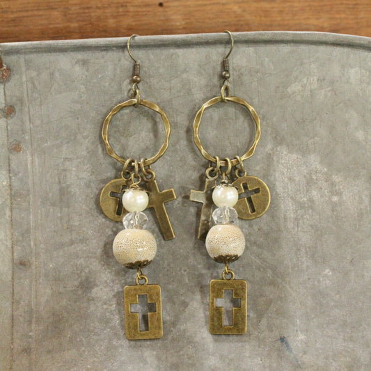 Last Supper Cross Earrings