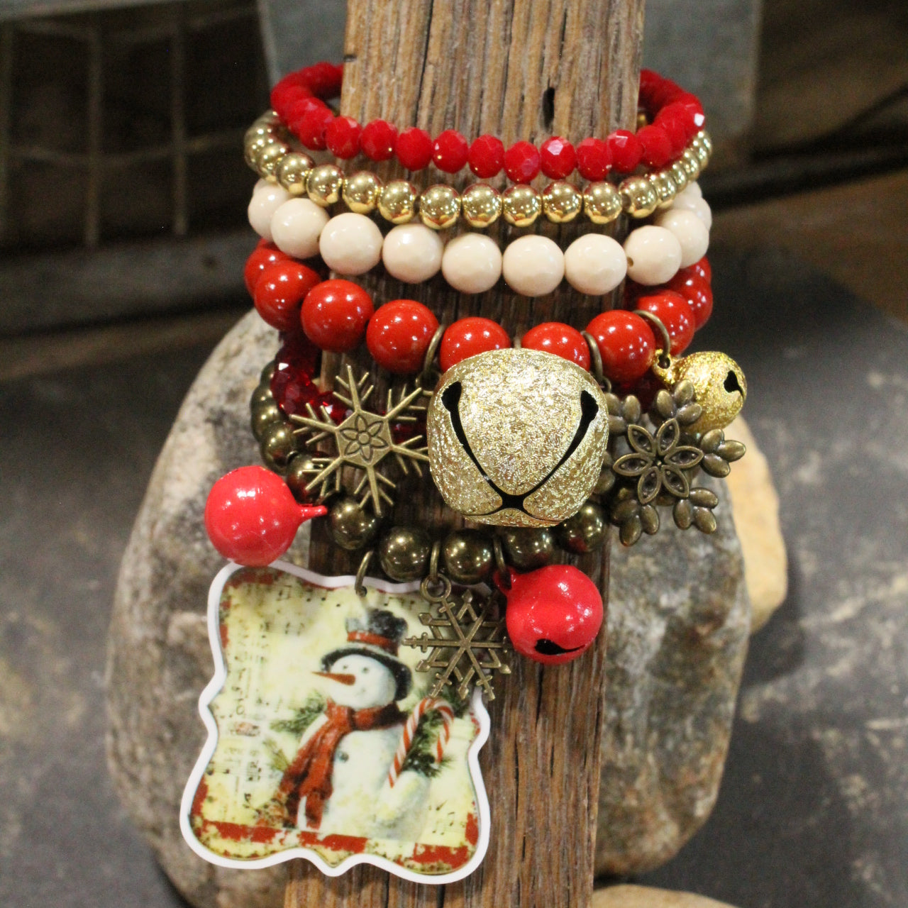 Candy Cane Snowman Bracelet Set