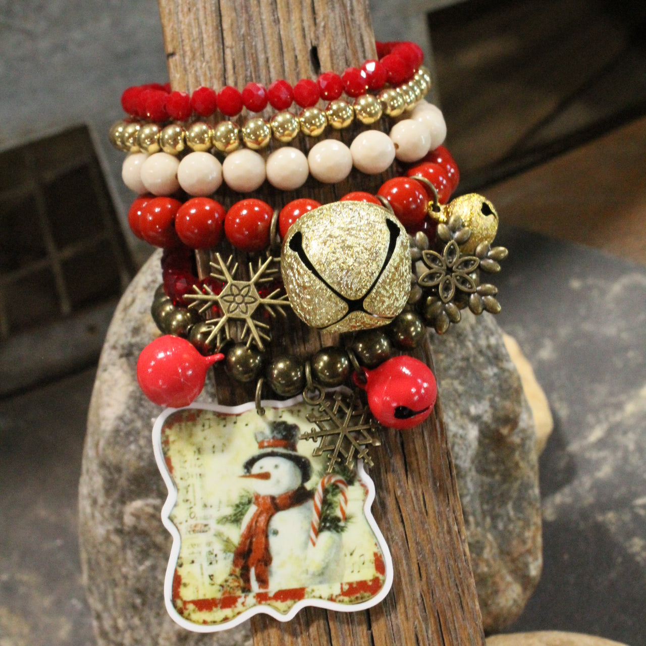 Candy Cane Snowman Bracelet Set