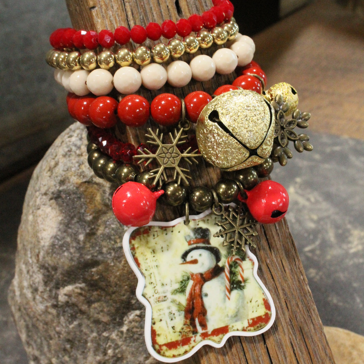 Candy Cane Snowman Bracelet Set
