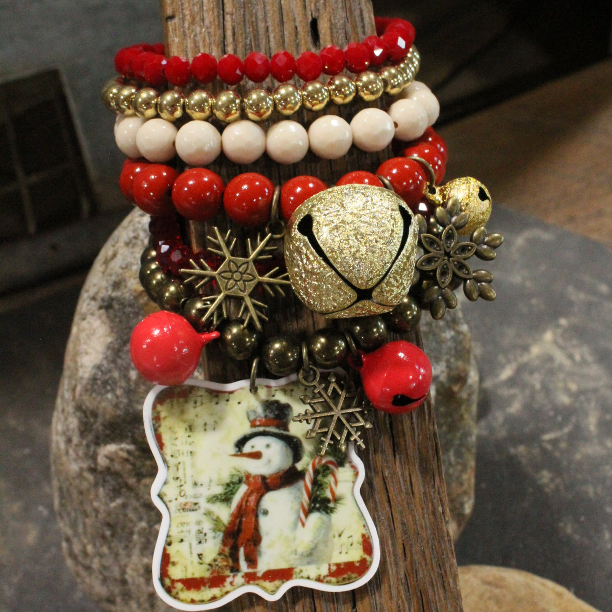 Candy Cane Snowman Bracelet Set