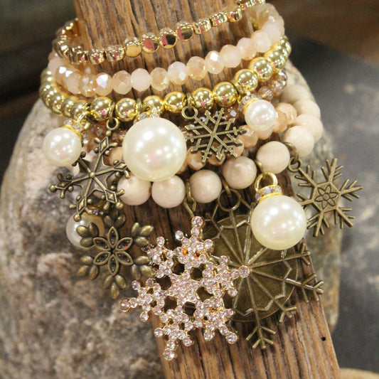 Snowflakes Falling In A Winter Wonderland Charm'd Bracelet Set