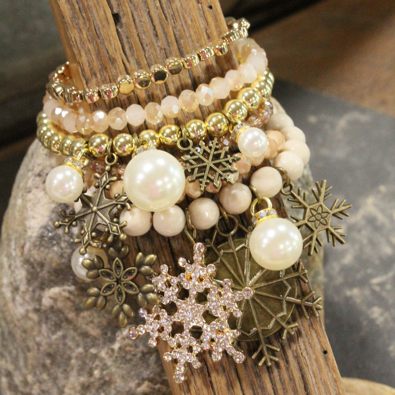 Snowflakes Falling In A Winter Wonderland Charm'd Bracelet Set