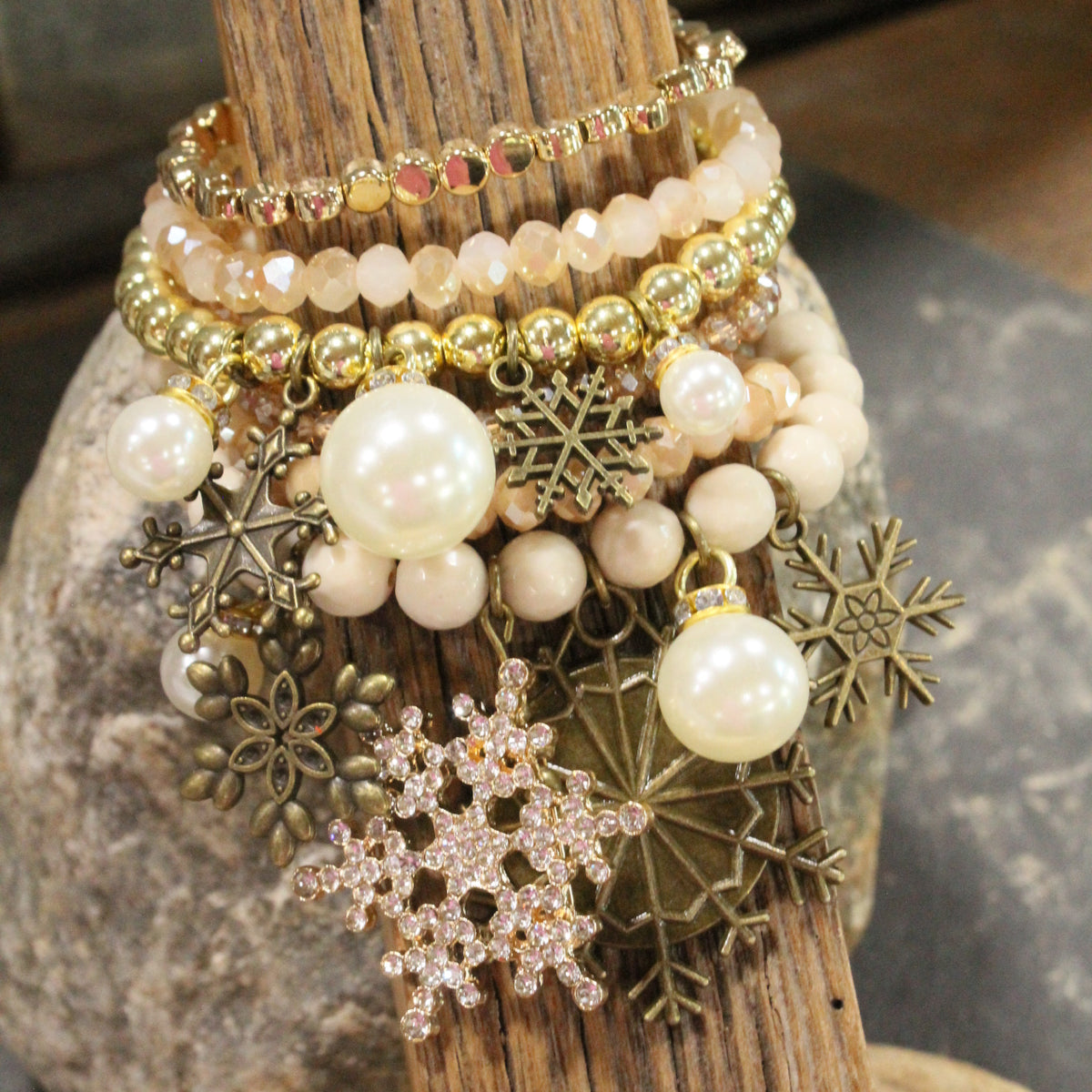 Snowflakes Falling In A Winter Wonderland Charm'd Bracelet Set