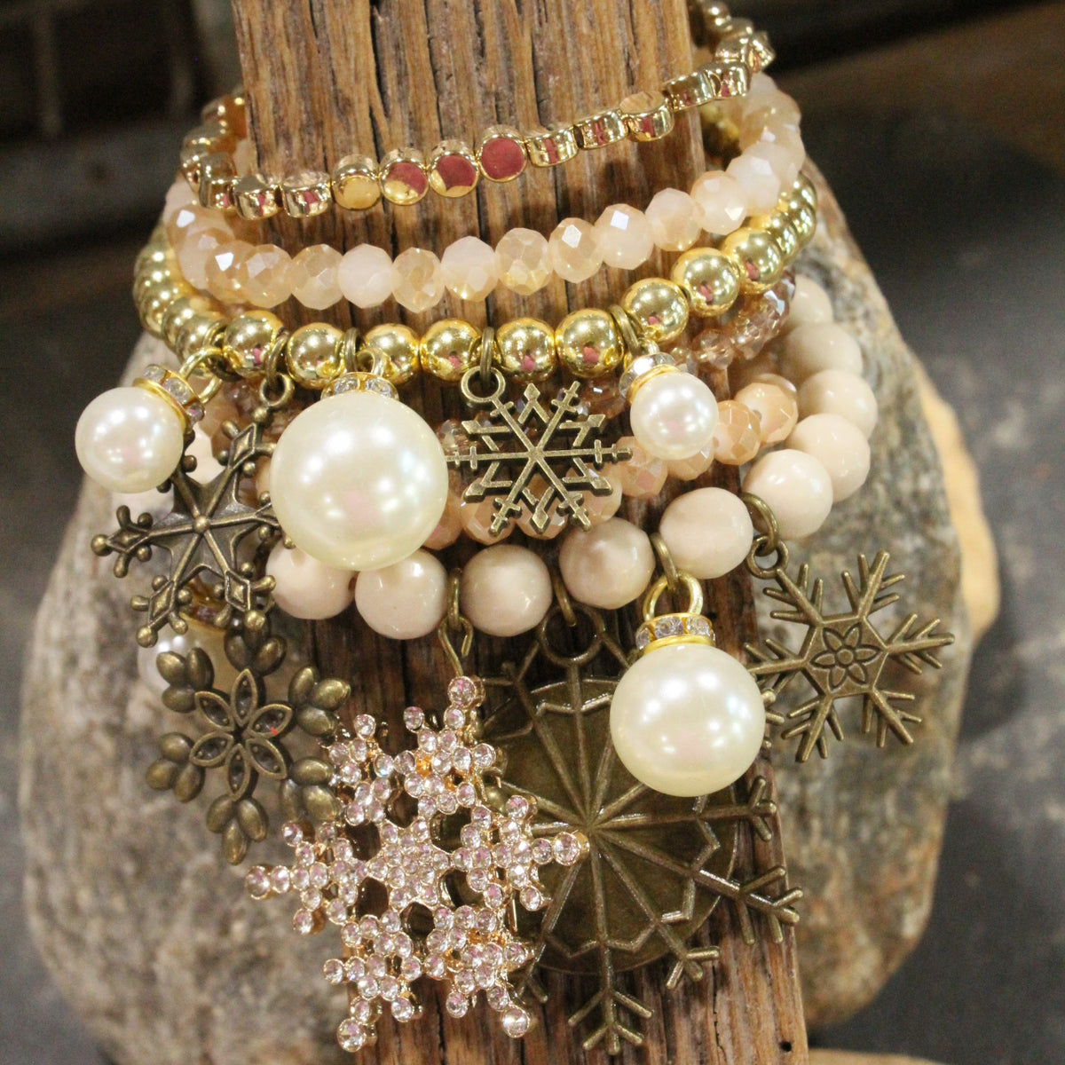 Snowflakes Falling In A Winter Wonderland Charm'd Bracelet Set