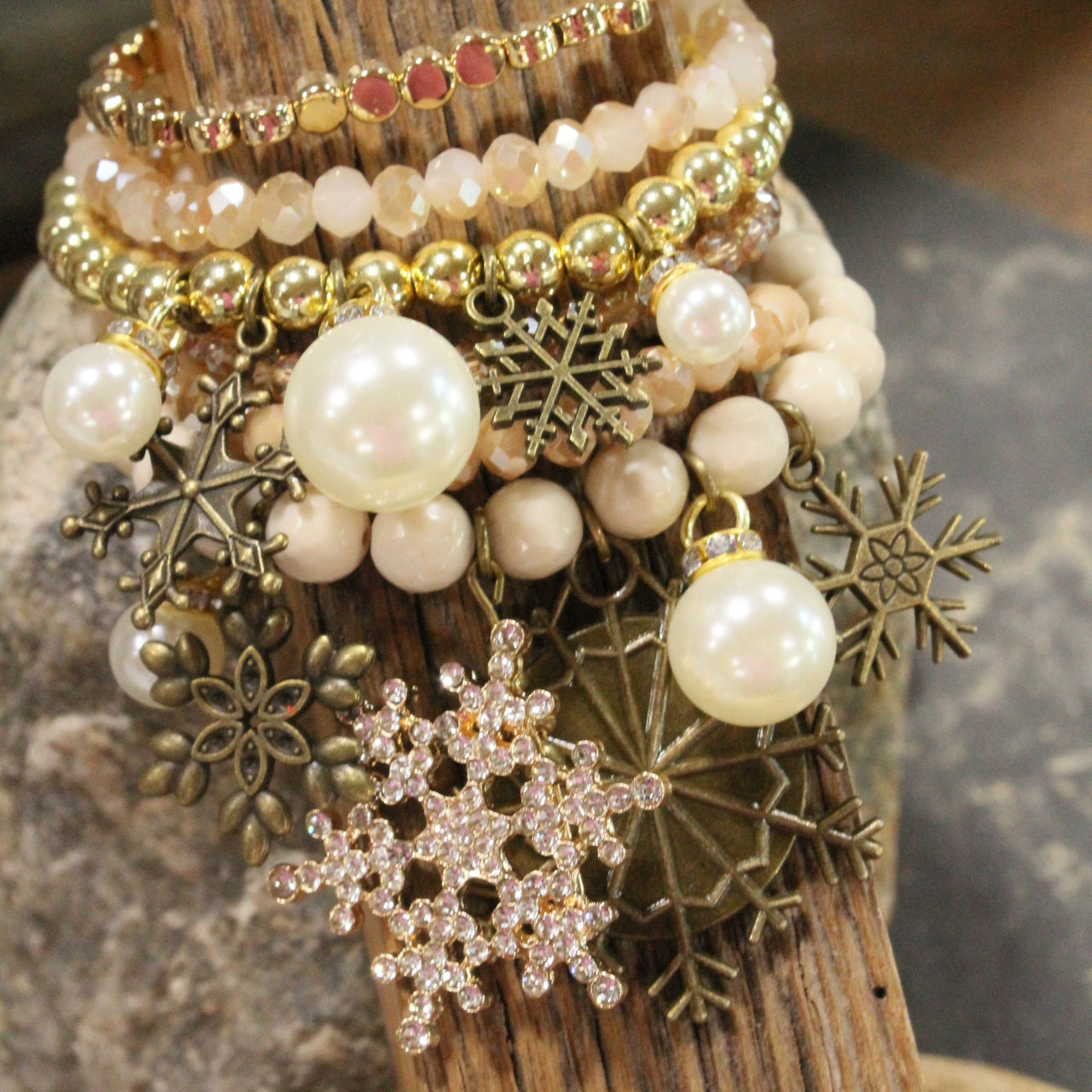 Snowflakes Falling In A Winter Wonderland Charm'd Bracelet Set