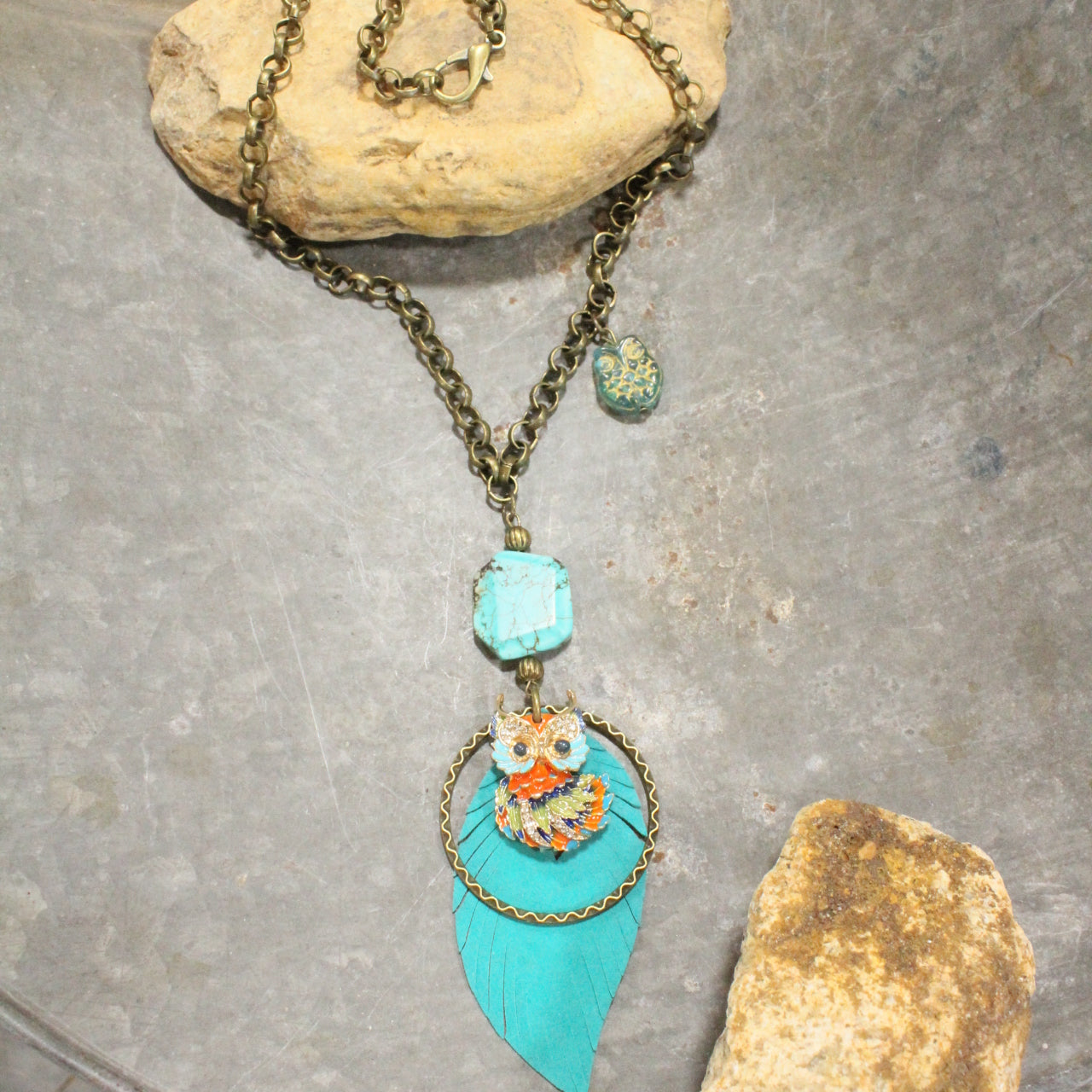 WHOOO Be You Stone Dangle Necklace