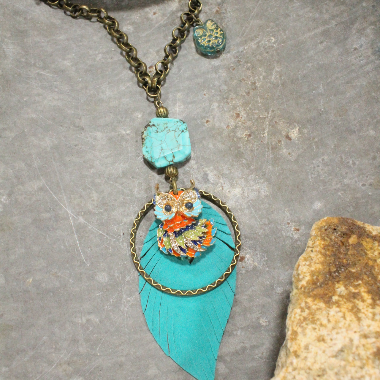 WHOOO Be You Stone Dangle Necklace
