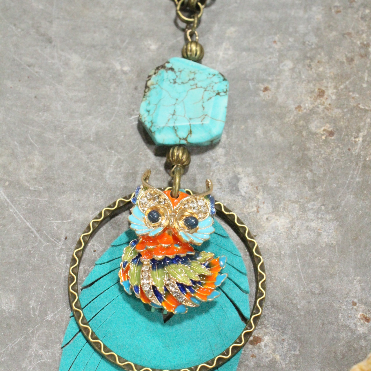 WHOOO Be You Stone Dangle Necklace