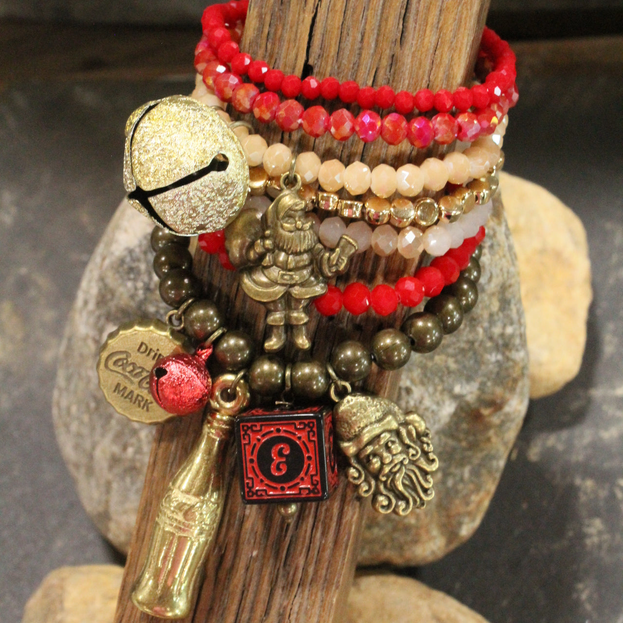 Vintage Coca Cola Christmas Charm'd Bracelet Set