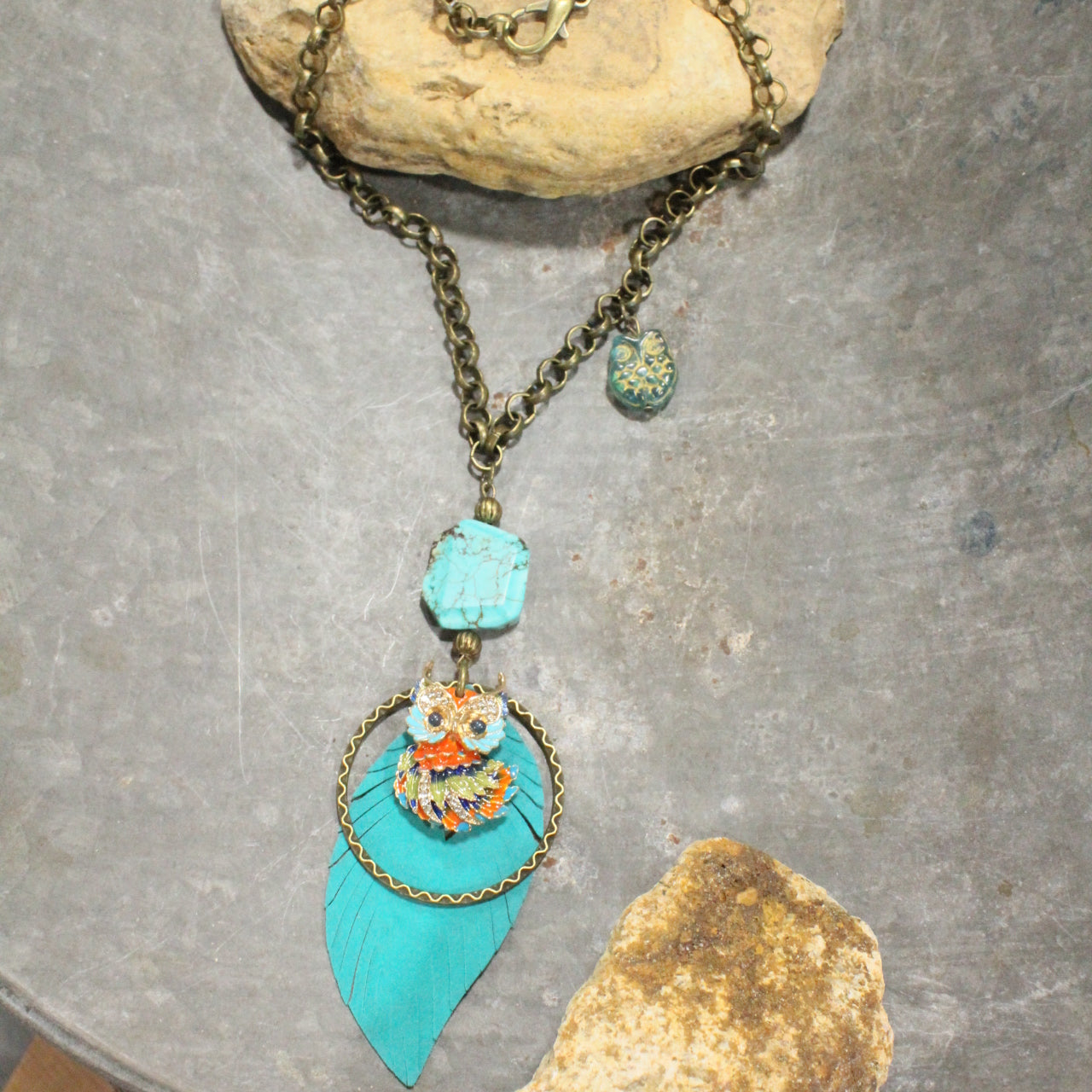 WHOOO Be You Stone Dangle Necklace