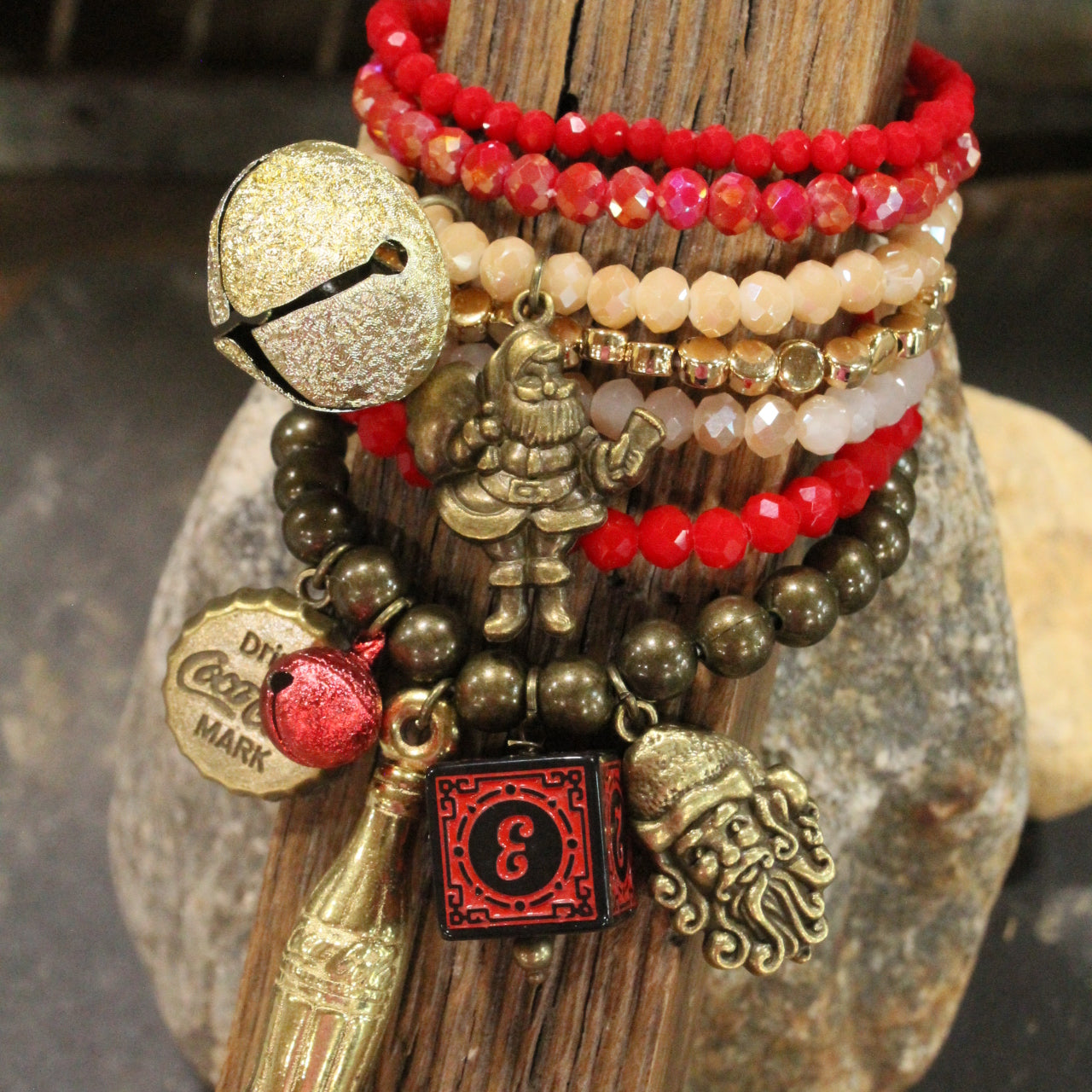 Vintage Coca Cola Christmas Charm'd Bracelet Set