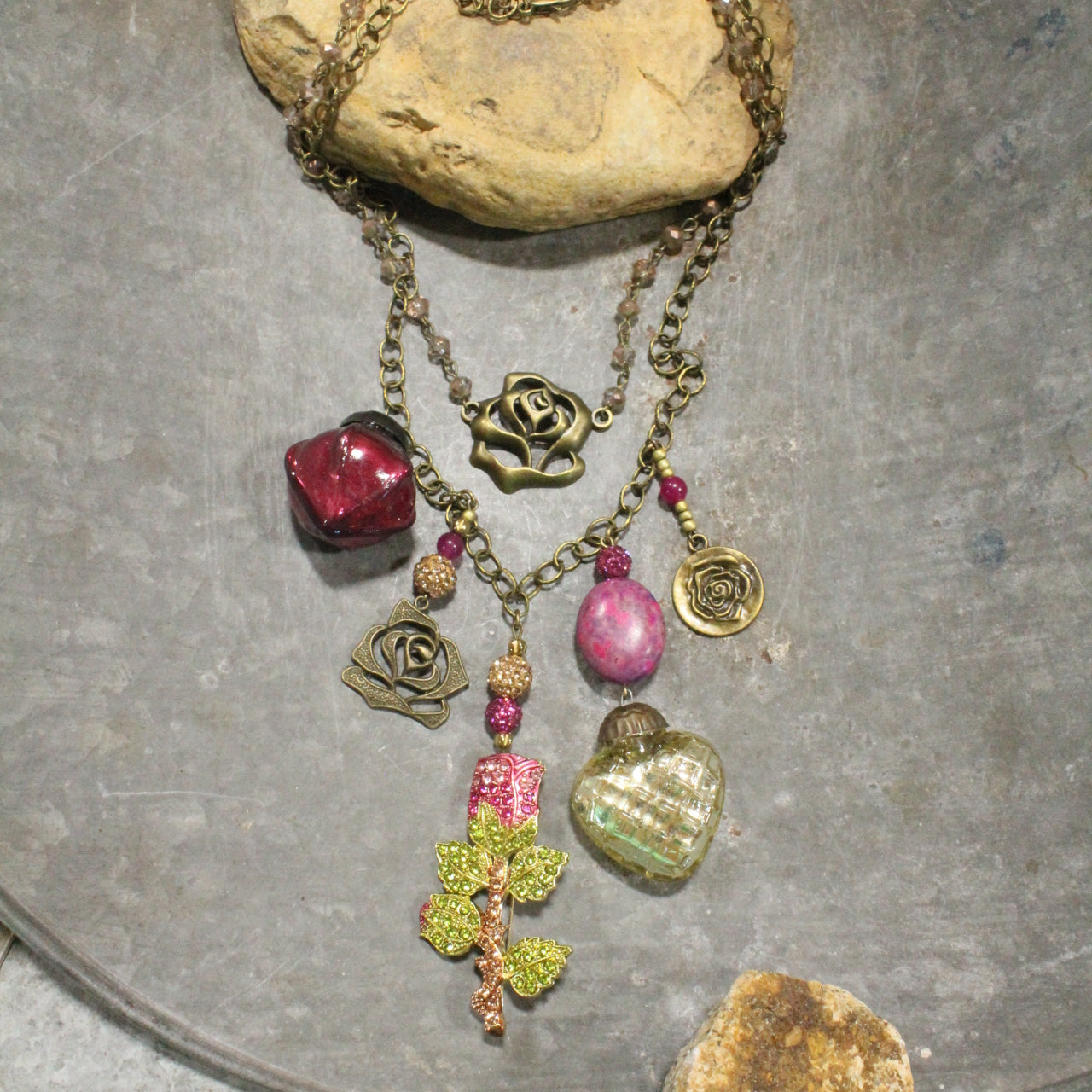 Take Time To Smell The Roses Layered Necklace