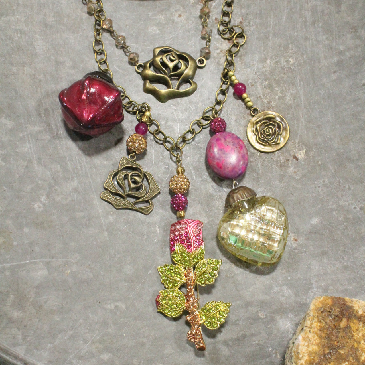 Take Time To Smell The Roses Layered Necklace
