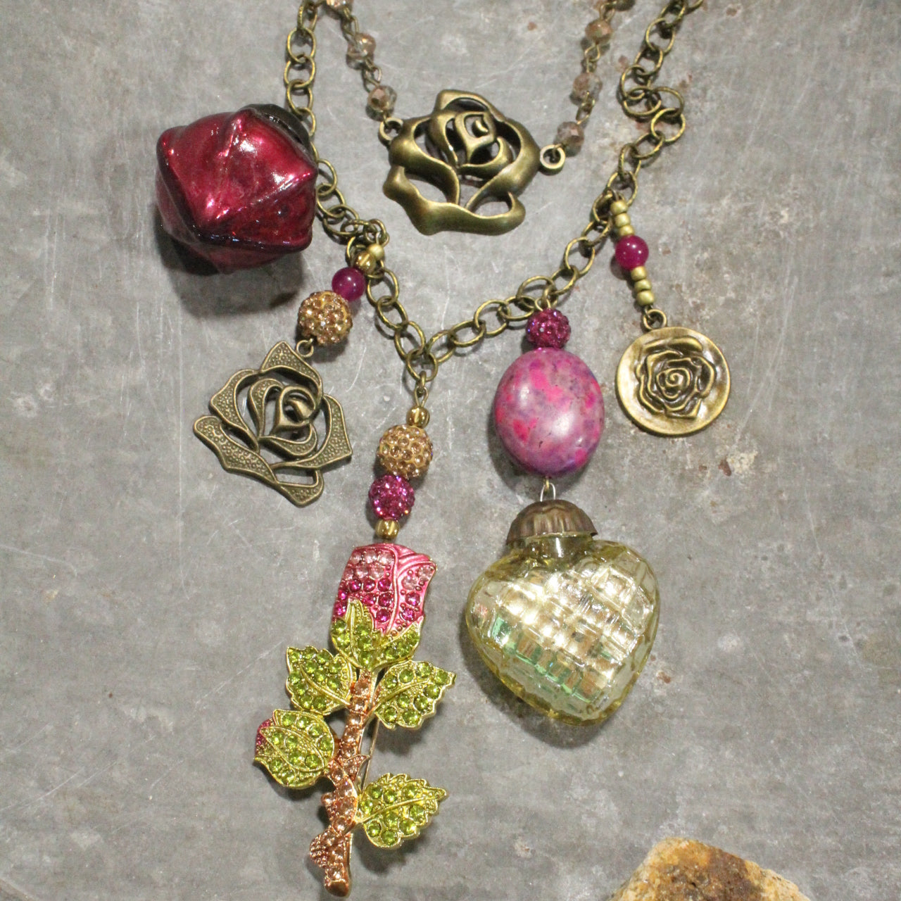 Take Time To Smell The Roses Layered Necklace