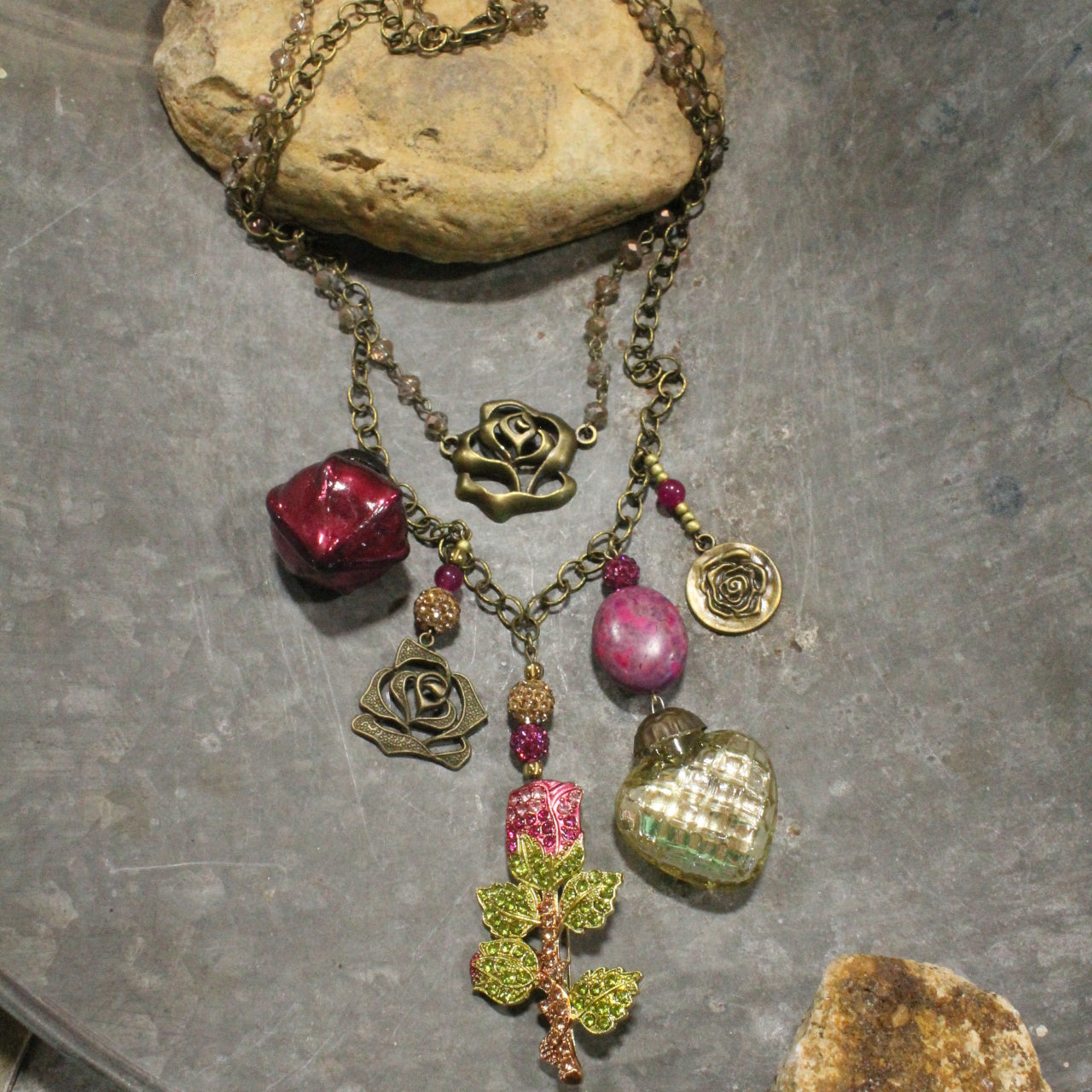 Take Time To Smell The Roses Layered Necklace