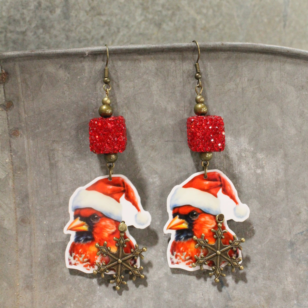 Cardinal Santa Dangle Earrings