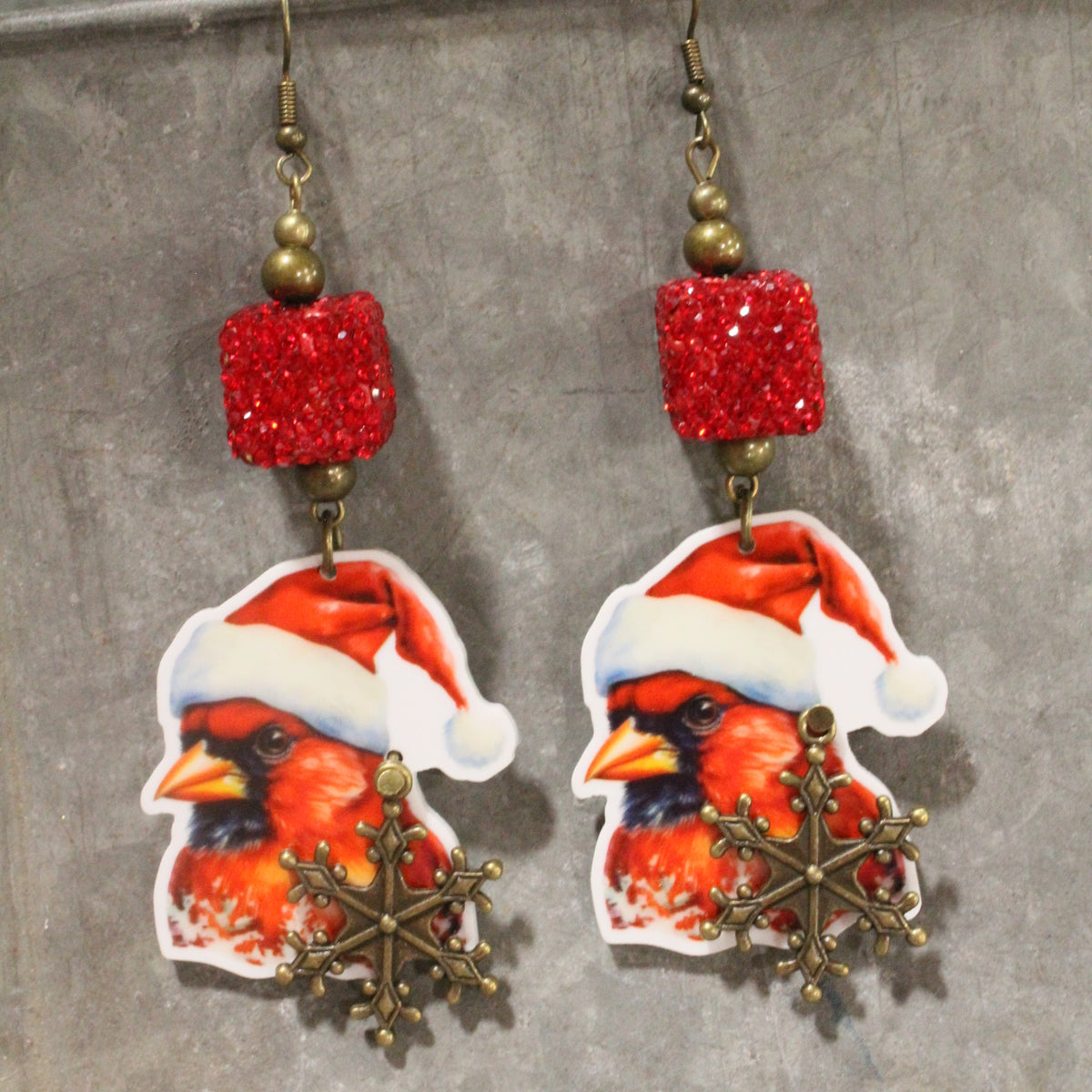 Cardinal Santa Dangle Earrings