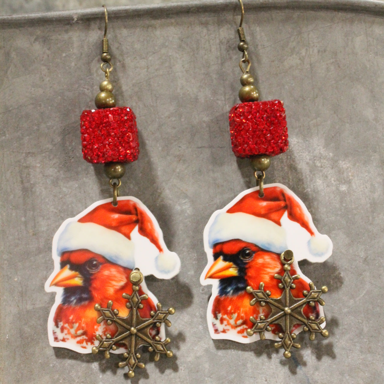 Cardinal Santa Dangle Earrings