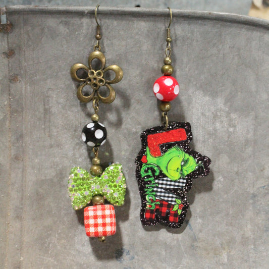 Grinch The Flower Child Dangle Earrings