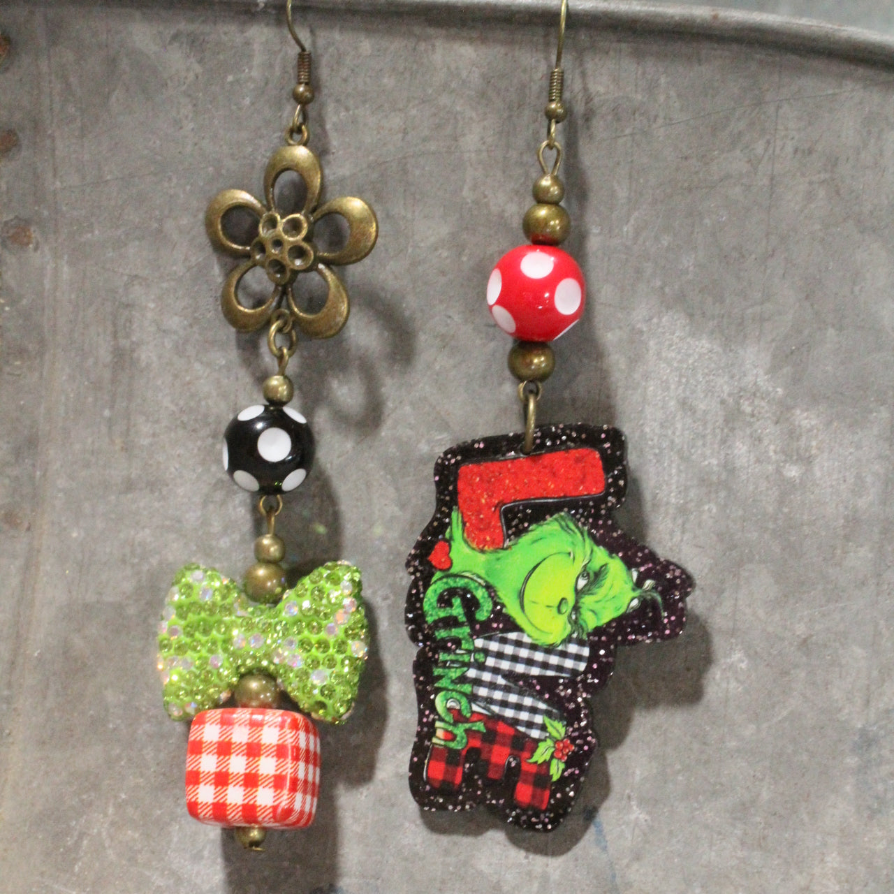 Grinch The Flower Child Dangle Earrings