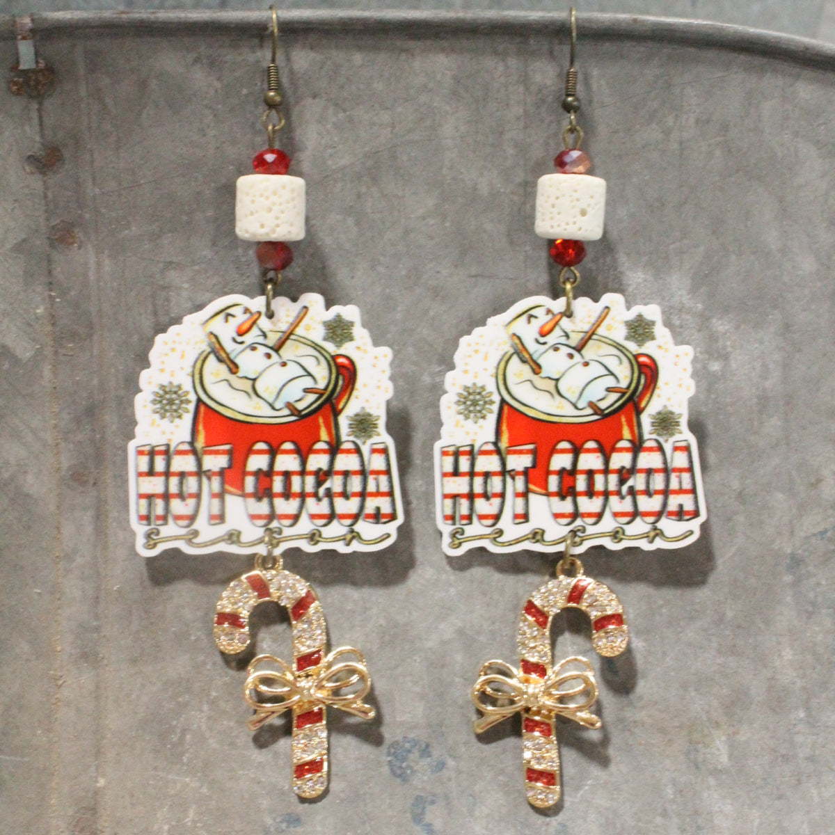 Peppermint Hot Cocoa Dangle Earrings