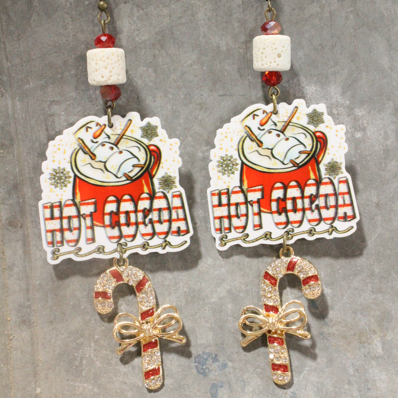 Peppermint Hot Cocoa Dangle Earrings