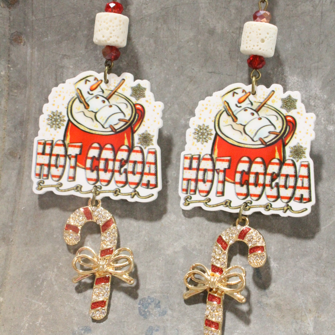 Peppermint Hot Cocoa Dangle Earrings