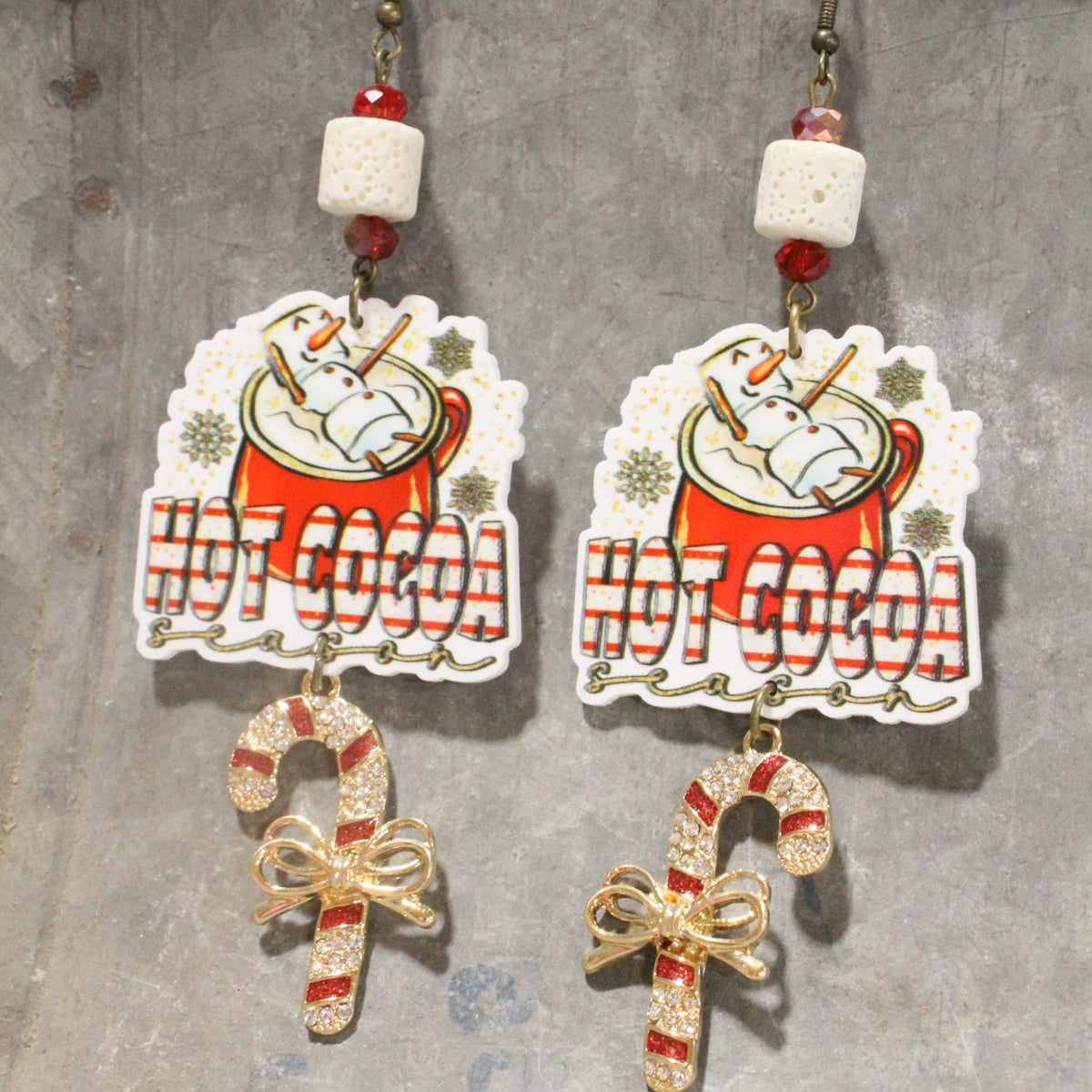 Peppermint Hot Cocoa Dangle Earrings