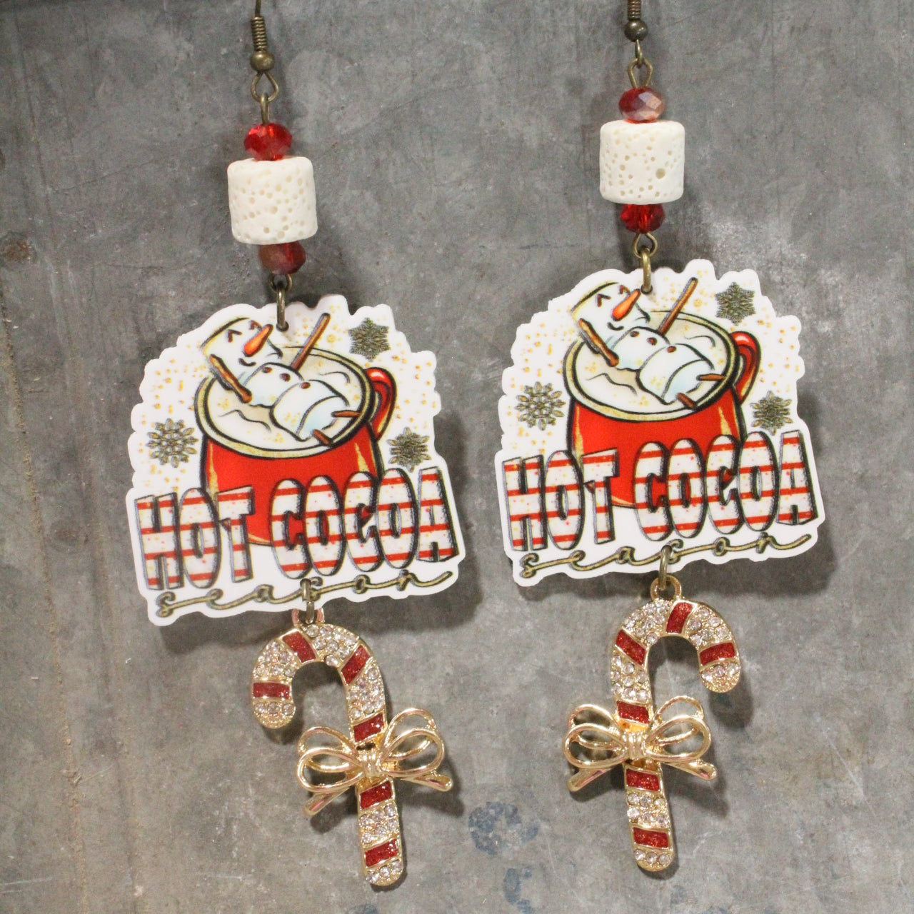 Peppermint Hot Cocoa Dangle Earrings