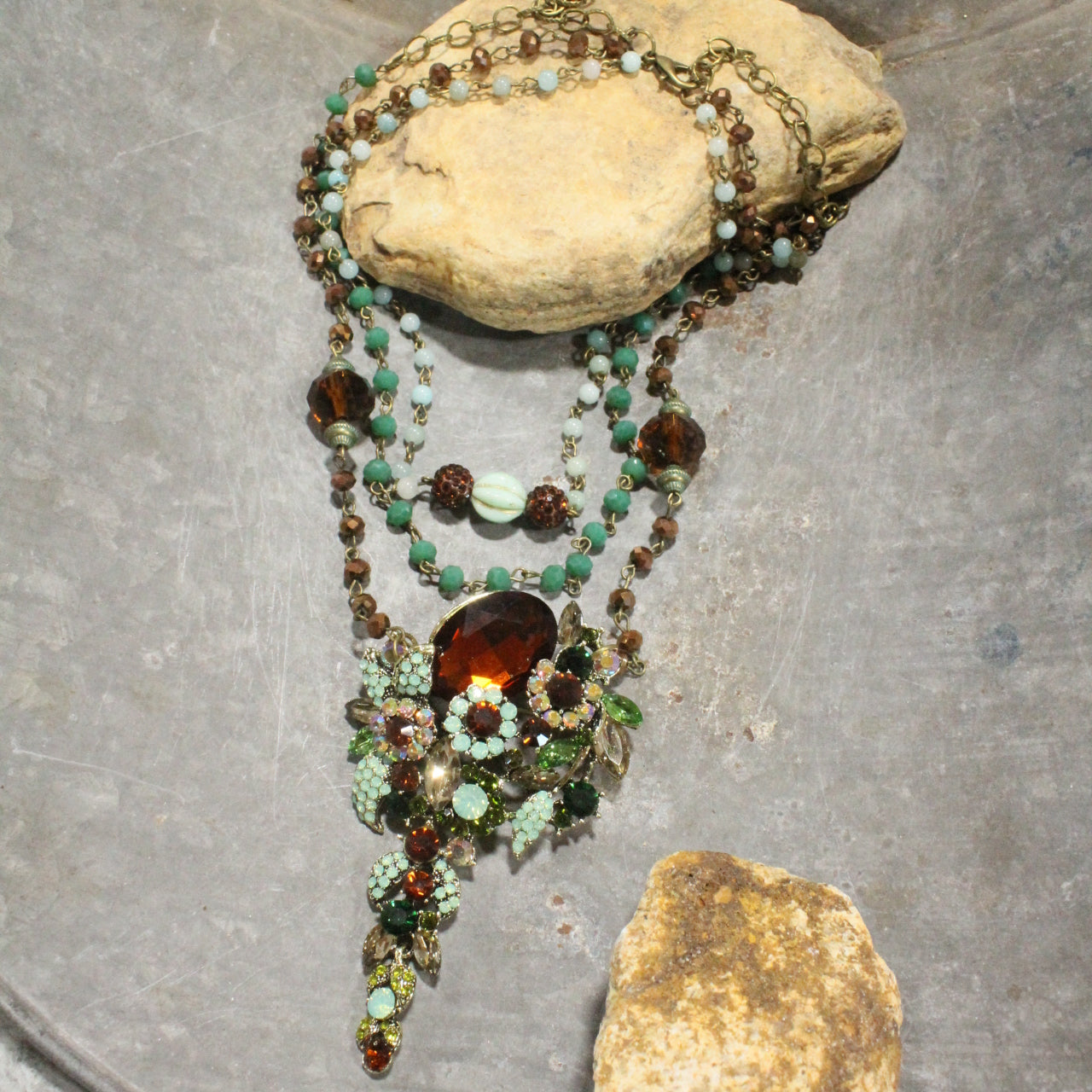 Bouquet Of Flowers Layered Topaz Necklace